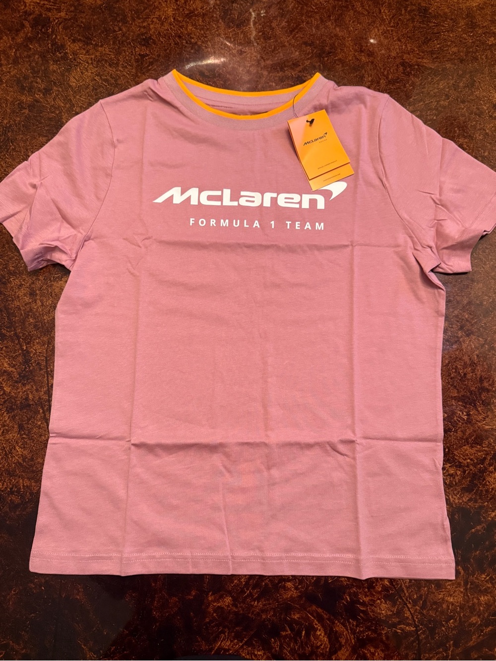 McLaren Formula 1 Team Logo Tee - Mauve with Orange Trim